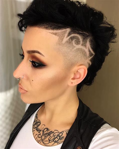 woman shaved side of head|side cut hairstyle female.